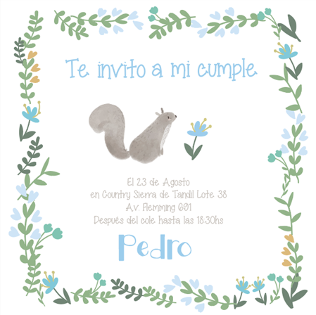 Invitación Bosque BOHO Blue cuadrada Pers