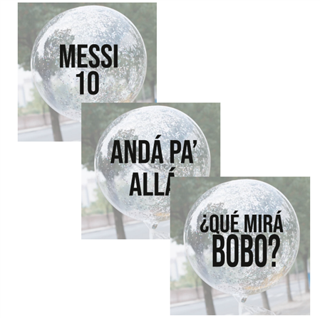 Burbuja transparente confetti y vinilo ARG (40cm)