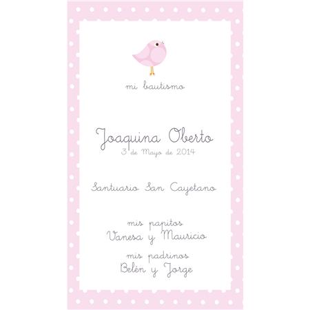 Estampita Bautismo/Comunión Pio Pio rosa 12u