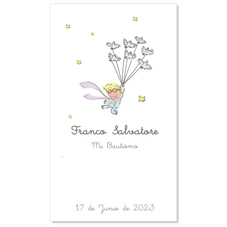 Estampita Bautismo El Principito 12u