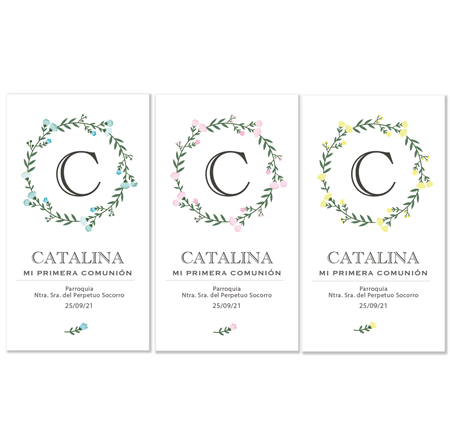 Estampita Aro de flores 12u