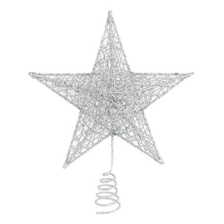 Estrella punta de arbol plateada