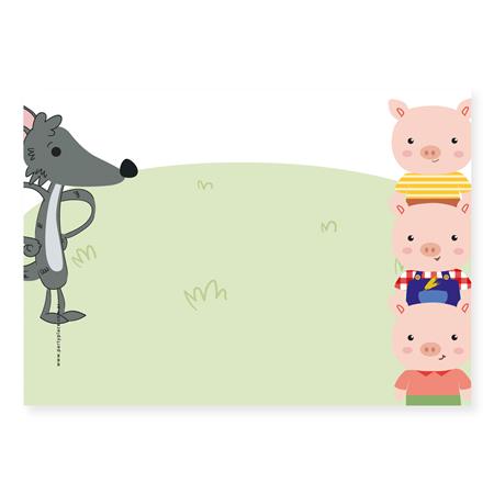 Individuales Los tres chanchitos y lobo 8u