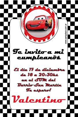 Invitación Cars. Pers