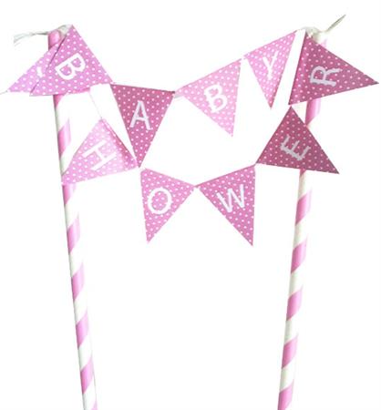 Mini banderín torta Baby shower (celeste o rosa)