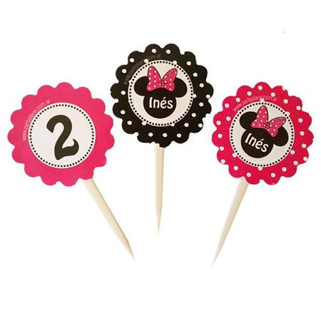 Toppers flor minnie rosa Pers 12u