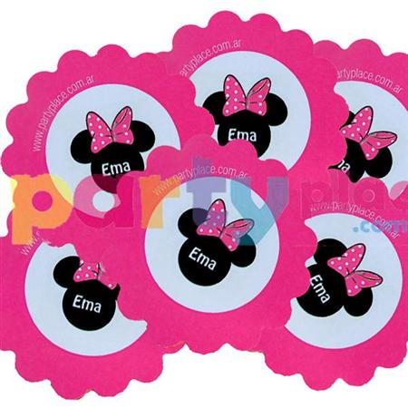 Tarjetitas flor Minnie rosa 20u