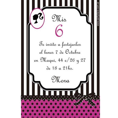Invitación Barbie Glamour. Pers
