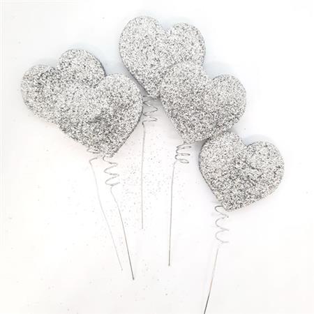 Pinches gibré corazones plateados 6u