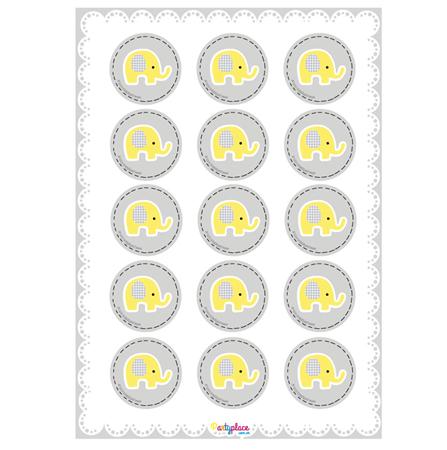 Stickers plancha Elefantito redondas 15s 1u