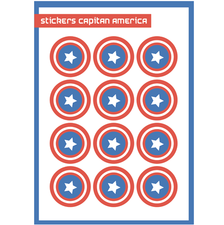 Stickers plancha Capitán Américas 12s 1u