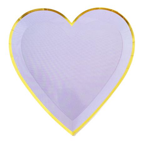 Plato corazón flat lila borde dorado 10u