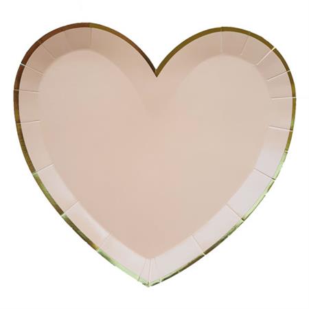 Plato corazón gde salmón borde dorado 6u