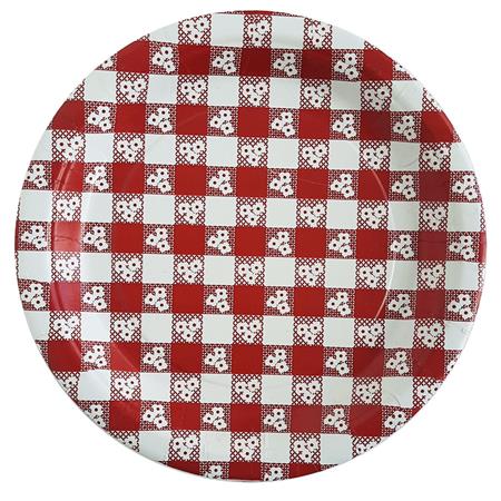 Plato redondo chico cuadrille (Gingham) 16u