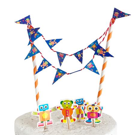 Mini banderín torta Robots