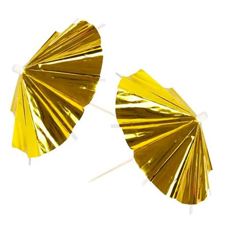 Pinches sombrillas dorados 10u