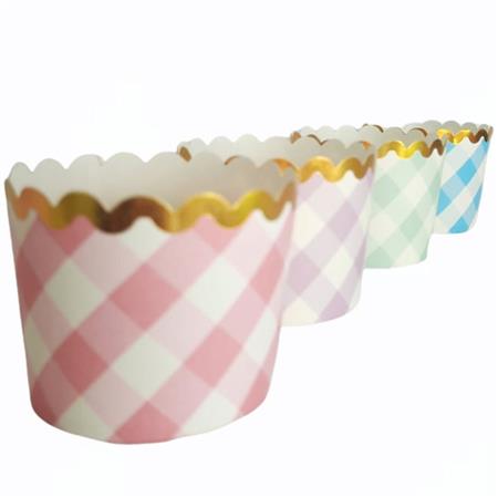 Pirotín papel Mix cuadrille pastel y dorado onditas 8u Importado