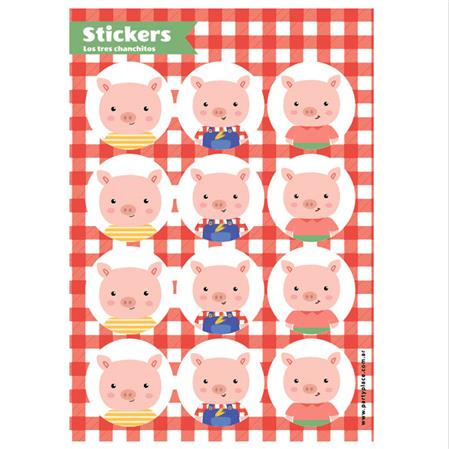 Stickers plancha Los tres chanchitos 12s 1u
