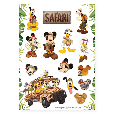 Stickers plancha Mickey Safari 14s 1u