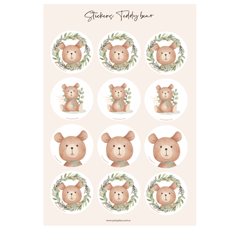 Stickers plancha Teddy Bear 12s 1u