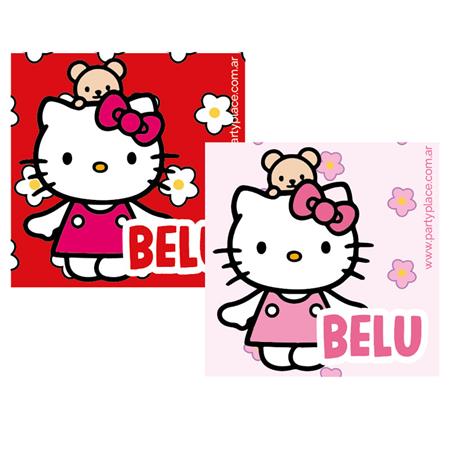 Stickers cuad. Kitty Rosa/roja 16u Pers