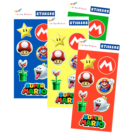 Stickers en planchitas Mario Bros 6u