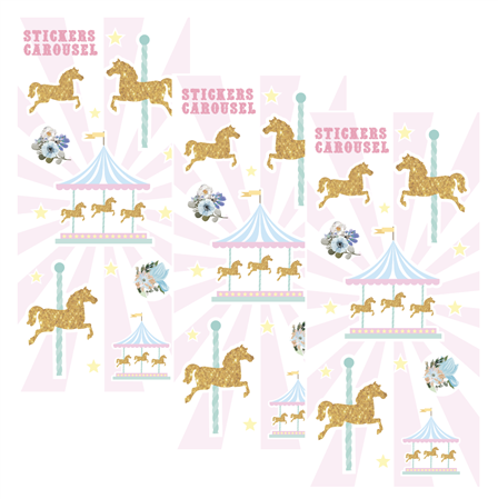 Stickers en planchitas Carousel 6u