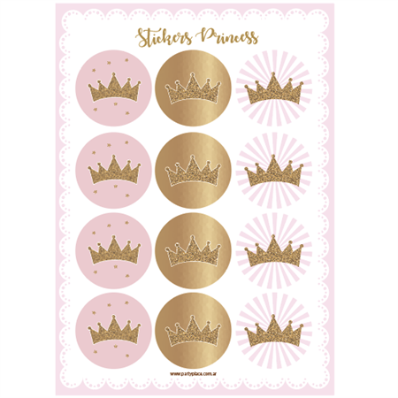 Stickers plancha princess 12s 1u
