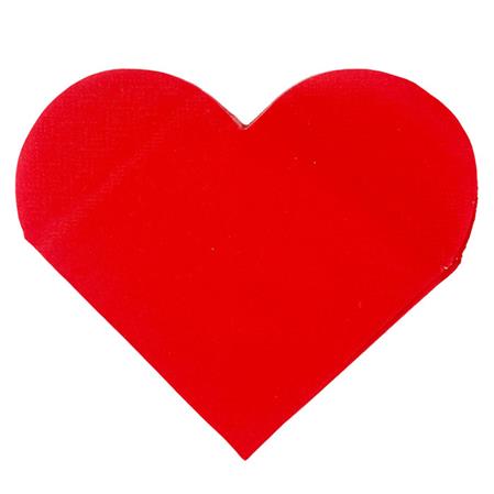 Servilleta roja forma corazón 12u