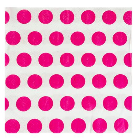 Servilleta medianas doble hoja blanca lunares fuscia 25u