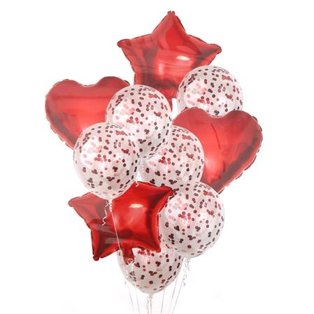 Globos Set transparentes confetti rojo, EC x10