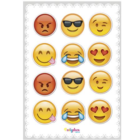 Stickers plancha redondas Emoticones 12s 1u