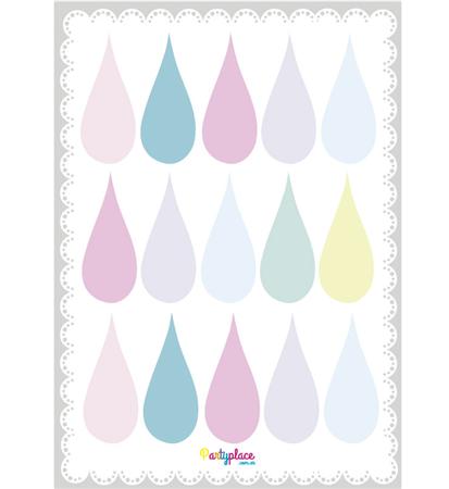Stickers plancha gotas Pastel 15s 1u