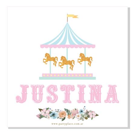 Stickers cuad. Carousel rosa 16u Pers