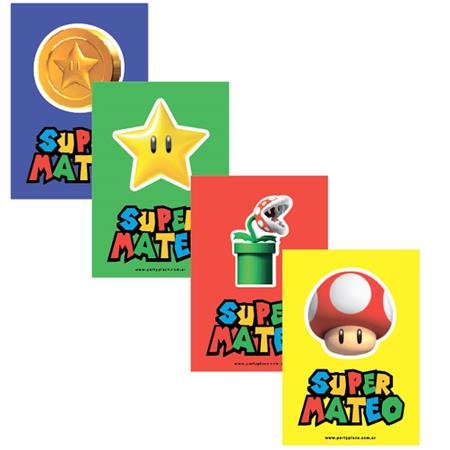 Stickers rect. gdes. Mario Bros 16u Pers