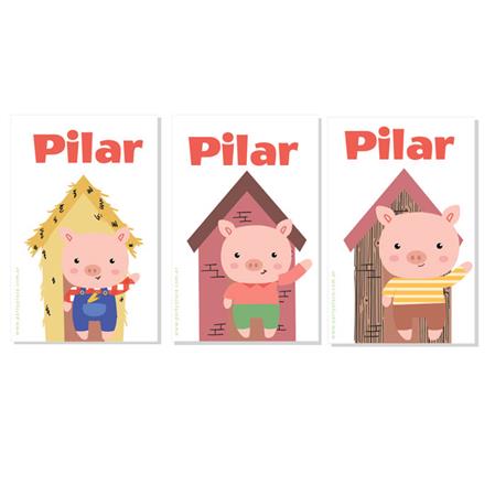 Stickers grandes Los tres chanchitos 10u Pers