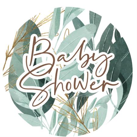 Stickers plancha Baby Shower hojas 12s 1u