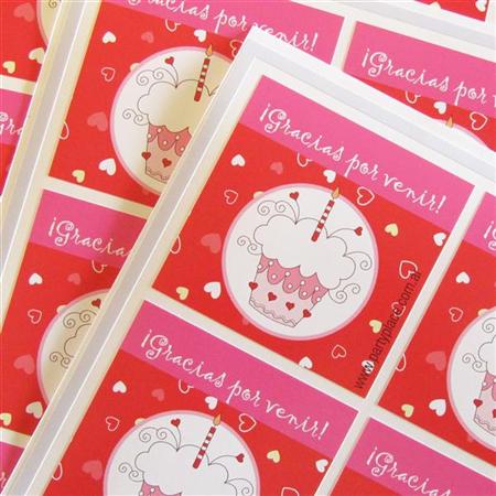Stickers cuad. Cupcake 12u