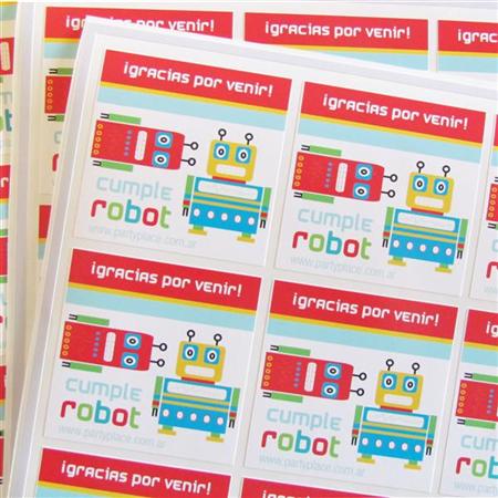 Stickers cuad. Robots 12u