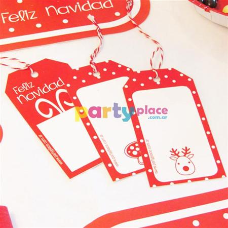 Tarjetas largas con cinta Reno para regalos navideños 15u