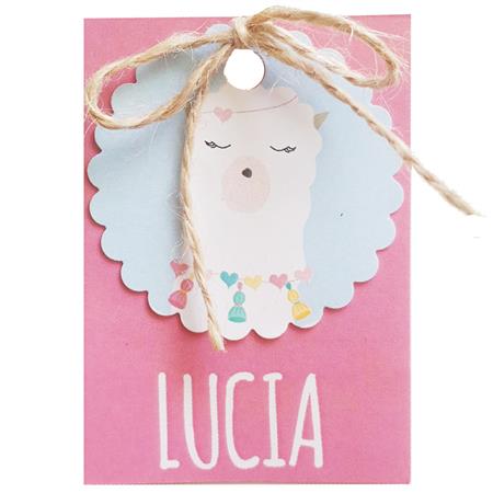 Tarjetitas dobles con cinta Llama 16u Pers