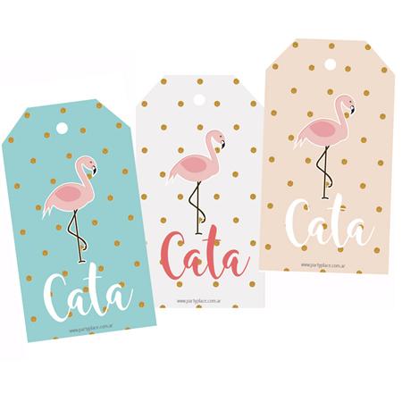 Tarjetas largas con cinta Baby Flamenco dorada 24u Pers