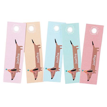 Tarjetas largas con cinta finas Salchicha 20u Pers