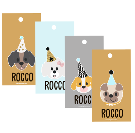 Tarjetas largas con cinta Dogs blue 20u Pers