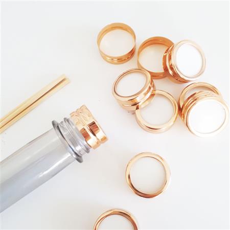 Tubo transparente plástico tapa rose gold