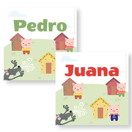 Tarjetitas Los tres chanchitos 16u Pers