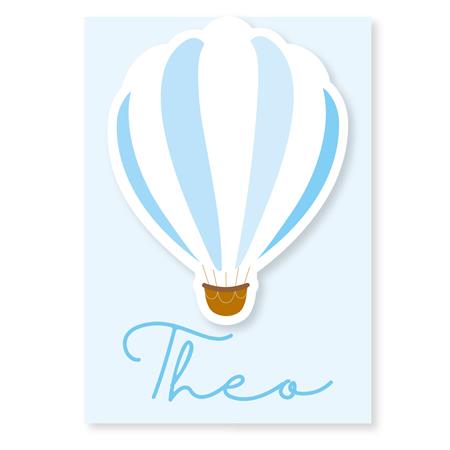 Tarjetitas dobles con cinta Globo aeroestatico blue 16u Pers