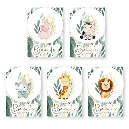 Tarjetitas dobles con cinta Baby Safari 16u Pers