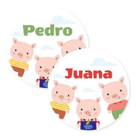Tarjetitas redondas Los tres chanchitos 20u Pers