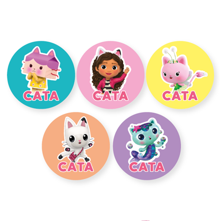 Tarjetitas redondas La casa de Gabby 20u Pers